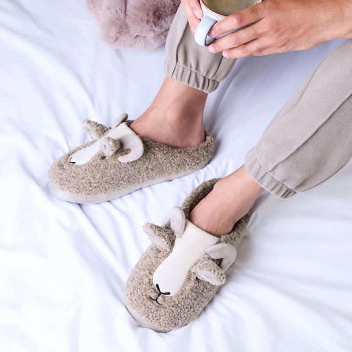 totes toasties® Mens Goat Novelty Mule Slipper Grey